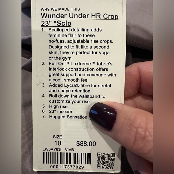 Lululemon Wunder Under Crop HR 23" Scallop - Picture 6 of 6